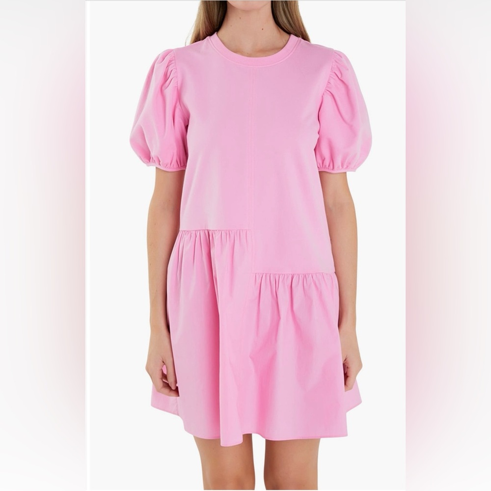 ENGLISH FACTORY - Puff Shoulder Mixed Media Minidress Size XS - Picture 4 of 13